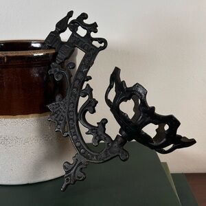 Vintage Iron Black Wall Sconce Candle Holder Brutalist Spanish
